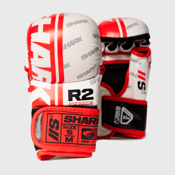 001 (1) Guante Shark MMA R2 Blanco Rojo